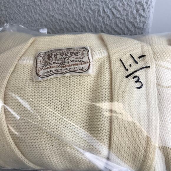 Vintage Revere Cardigan Sweater Wool Cream Grandpa Grunge Kurt Cobain S - Picture 8 of 8